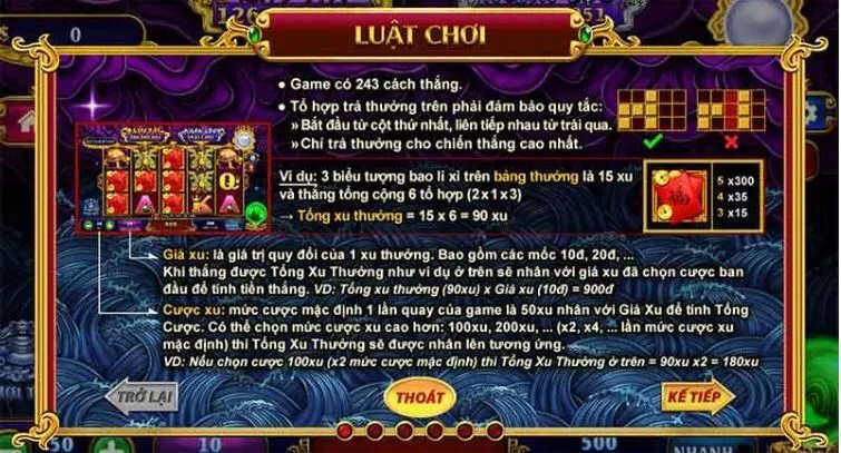 Khi đã quen thuộc và có một số kinh nghiệm, hãy tăng vốn và khả năng kiếm tiền. Bạn có thể nâng cược sau mỗi vòng quay. Luật chơi Nổ Hũ Kho Tàng Ngũ Long